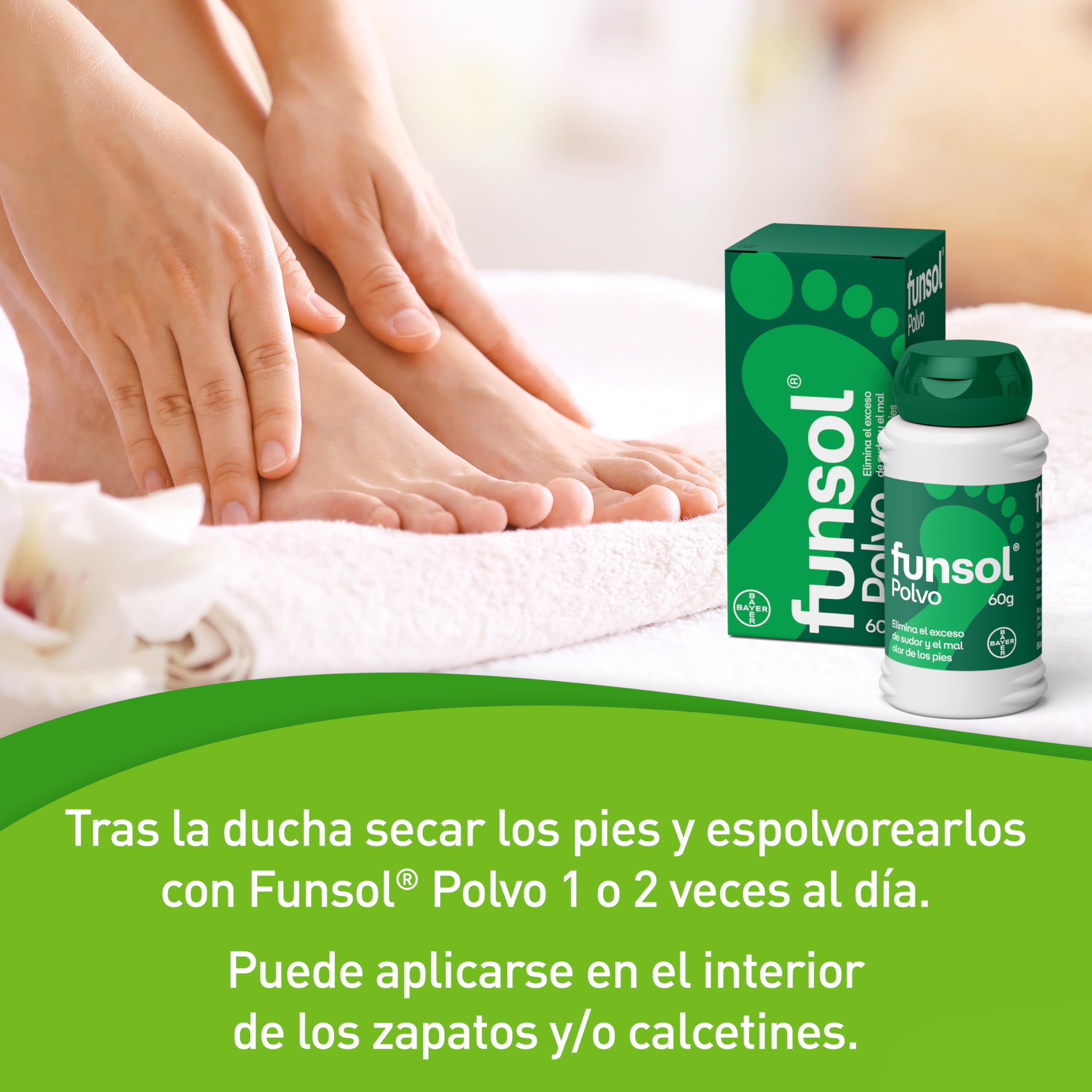 Funsol Desodorante para Pies en Polvo 60 g Reduce Sudor Excesivo Elimina Mal Olor