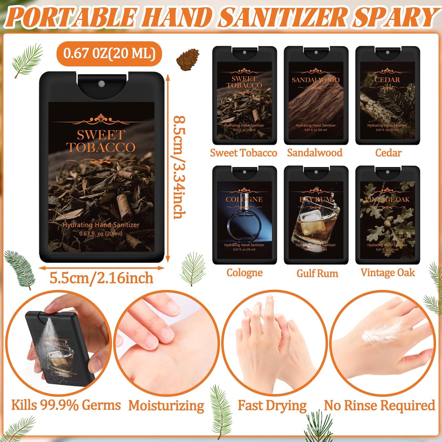 24 Pack Hand Sanitizer Spray Bulk Employee Appreciation Travel Size Hand Sanitizer Teacher Appreciation Week Gift Mini Pocket Spray Gifts for Mother Day Coworker Teacher(Black,Business Style)