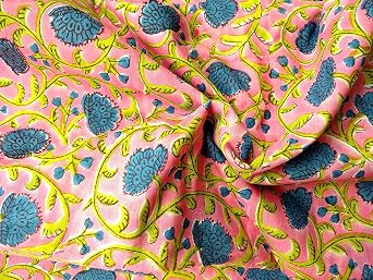Printed Hand Block Cotton Fabric Size 1 Yard, Width - 44 Inches Fabric 22