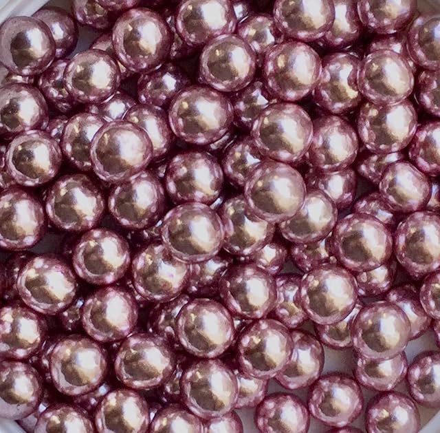 METALLIC PINK / ROSE 6mm PEARLS BALLS Edible Sugar Cupcake Sprinkles Decoration 50G