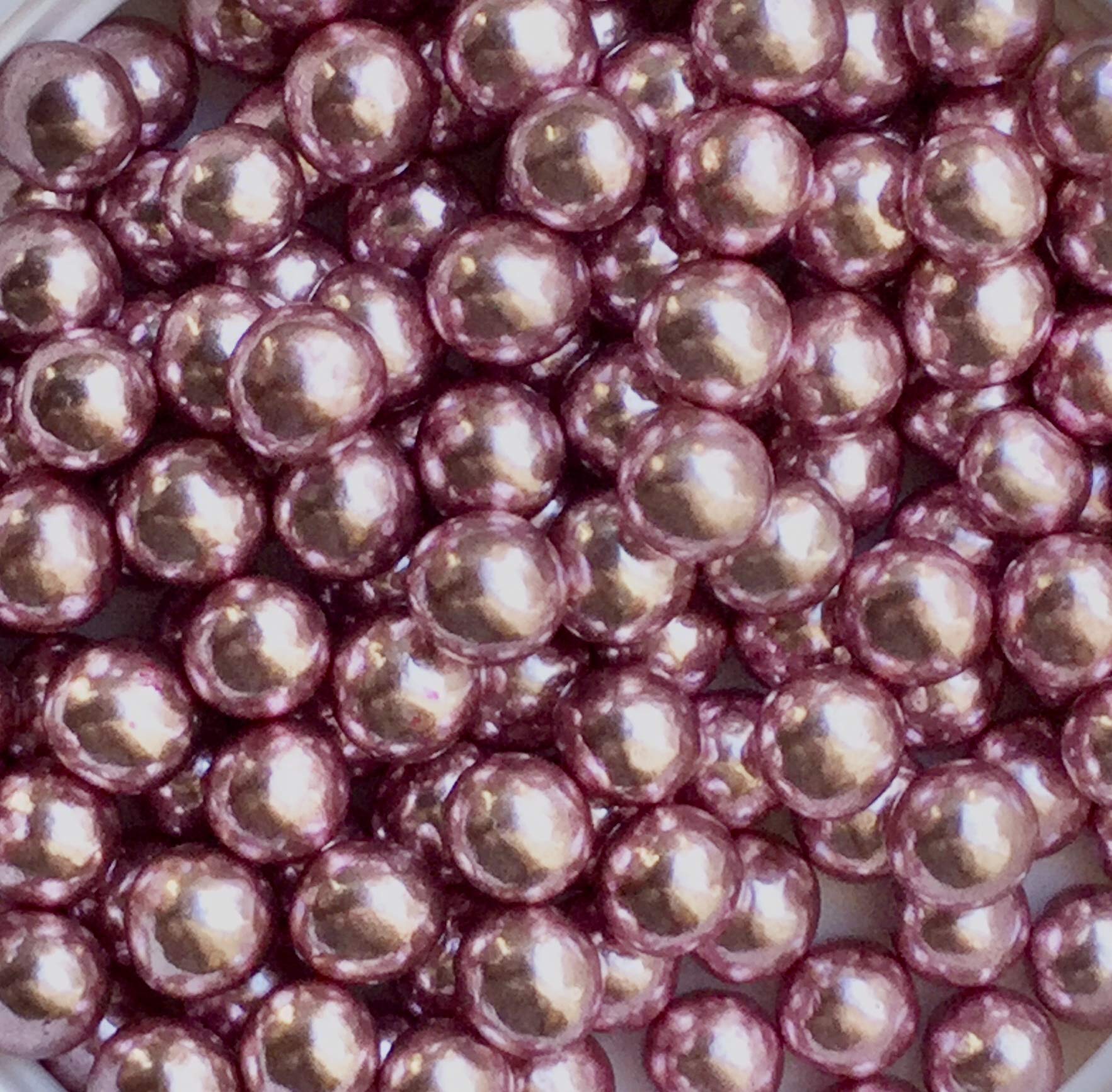 Nice Buns Pink Metallic /Rose 6Mm Pearls Balls Edible Sugar Cupcake Sprinkles Decoration 50G
