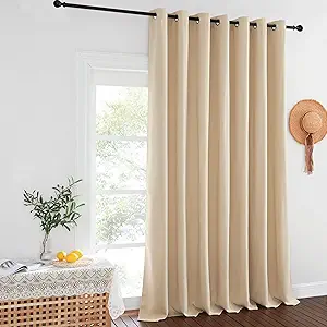 NICETOWN Sliding Door Window Treatment - Blackout Patio Door Curtain Panels, Privacy Thermal Drapes for Department with Grommet Top (Biscotti Beige, W100 x L108)