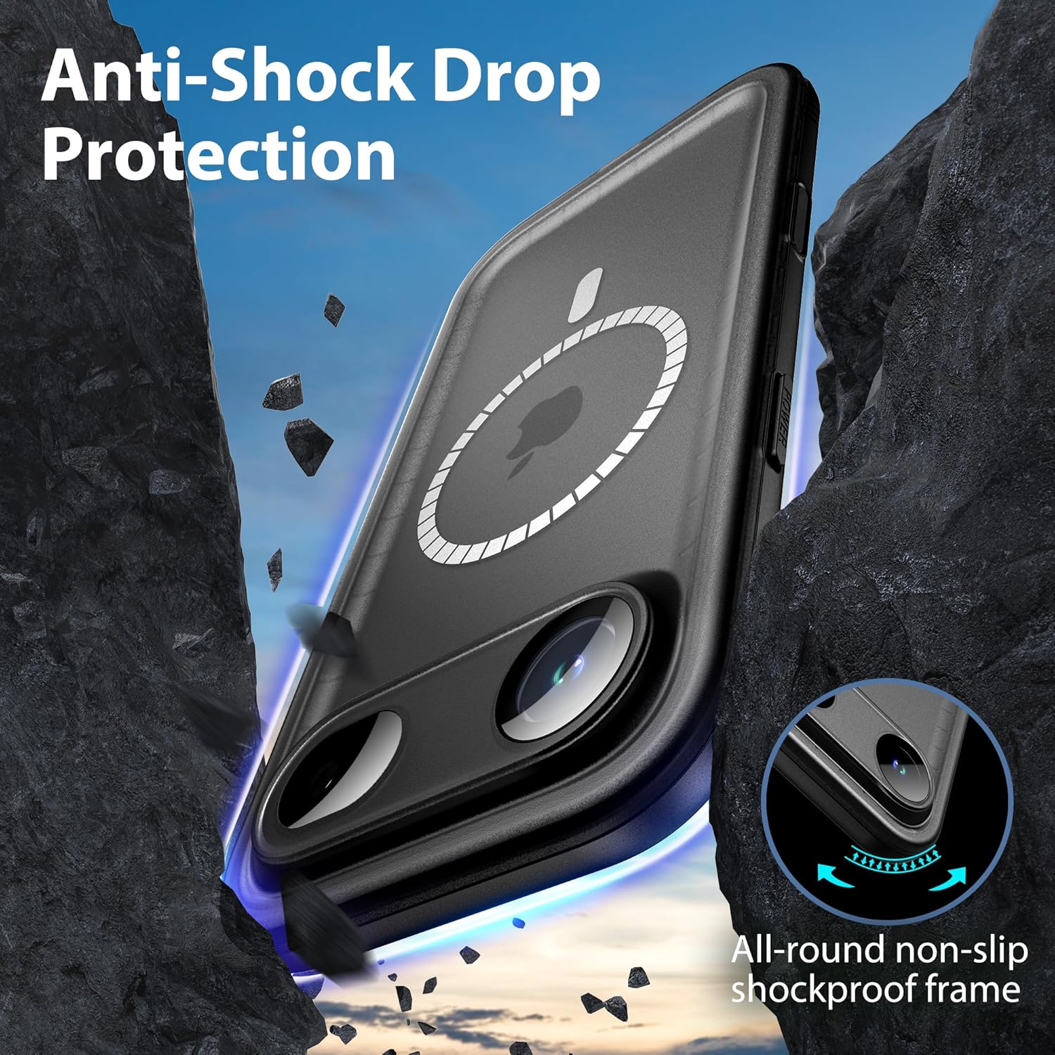 SPORTLINK for iPhone Air Waterproof Phone Case - Built in Screen Protector/Shockproof Compatible with MagSafe/Military Rugged/Dropproof/Dustproof/Heavy Duty, Full Body for iPhone Air 6.5 inch Black thumbnail