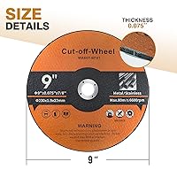Vista 3 de Paquete de 10 ruedas de corte de 9 pulgadas, rueda de corte de 9 x 0.075 x 7/8 pulgadas, disco de corte de metal y acero inoxidable apto