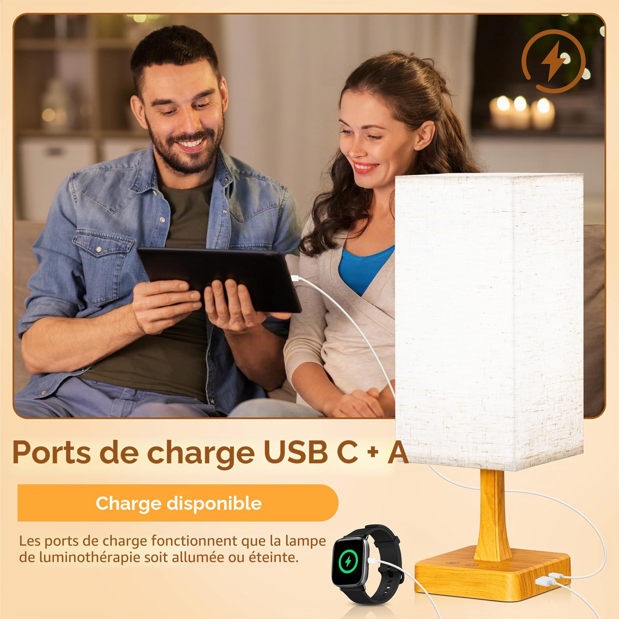 Lampe de luminothérapie, lampe de lumière du jour sans UV 10 000 lux avec 360°, 3 couleurs, 4 niveaux de luminosité et compte à rebours, lampe LED lune pour maison/bureau/décoration, base