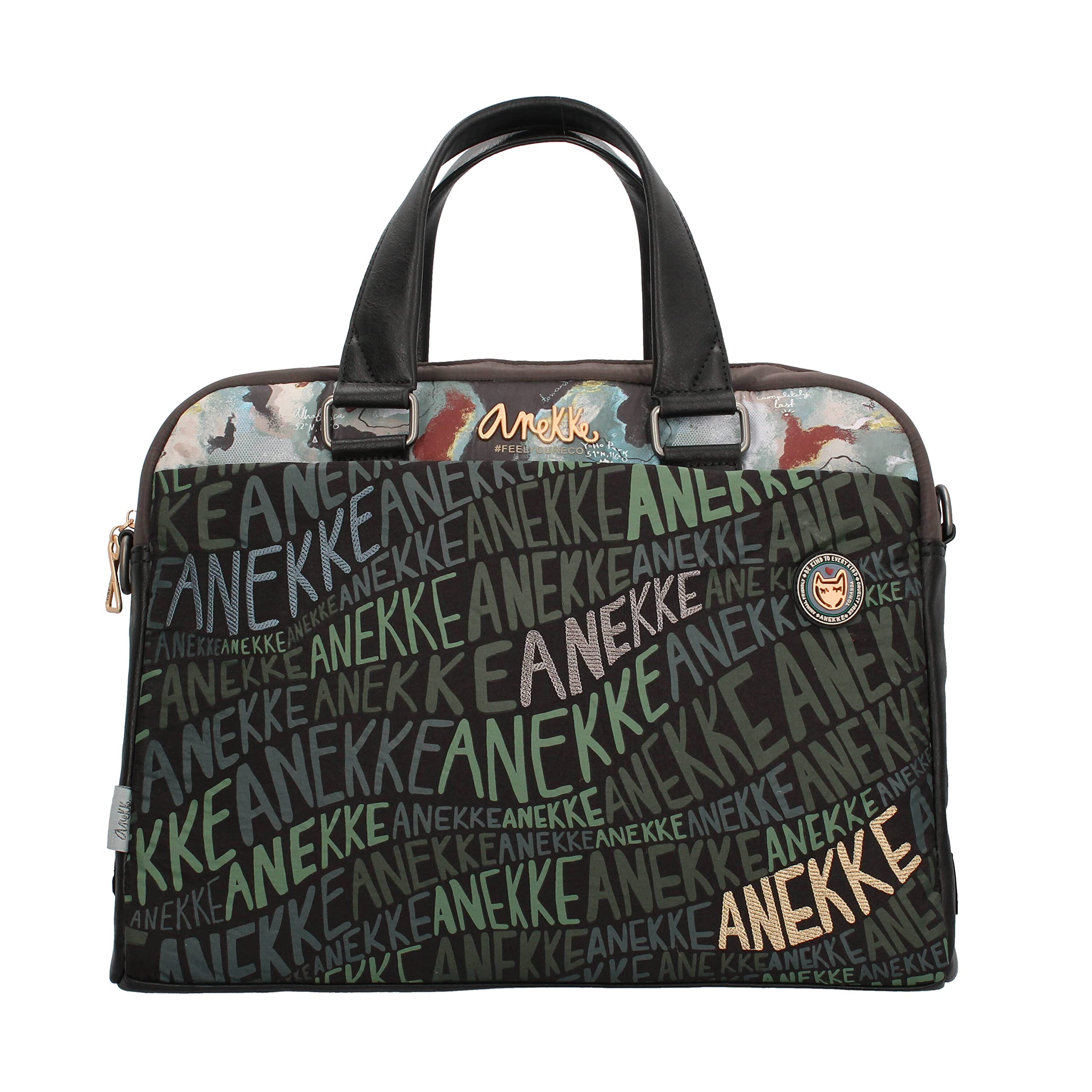 Anekke - Portadocumentos Mujer - Bandolera Grande Polipiel - 2 Asas y Cierre Cremallera - Cartera de Hombro Bandolera - Colección Voice Nature Woods - Accesorios y Complementos Mujer - 41x30x9 cm