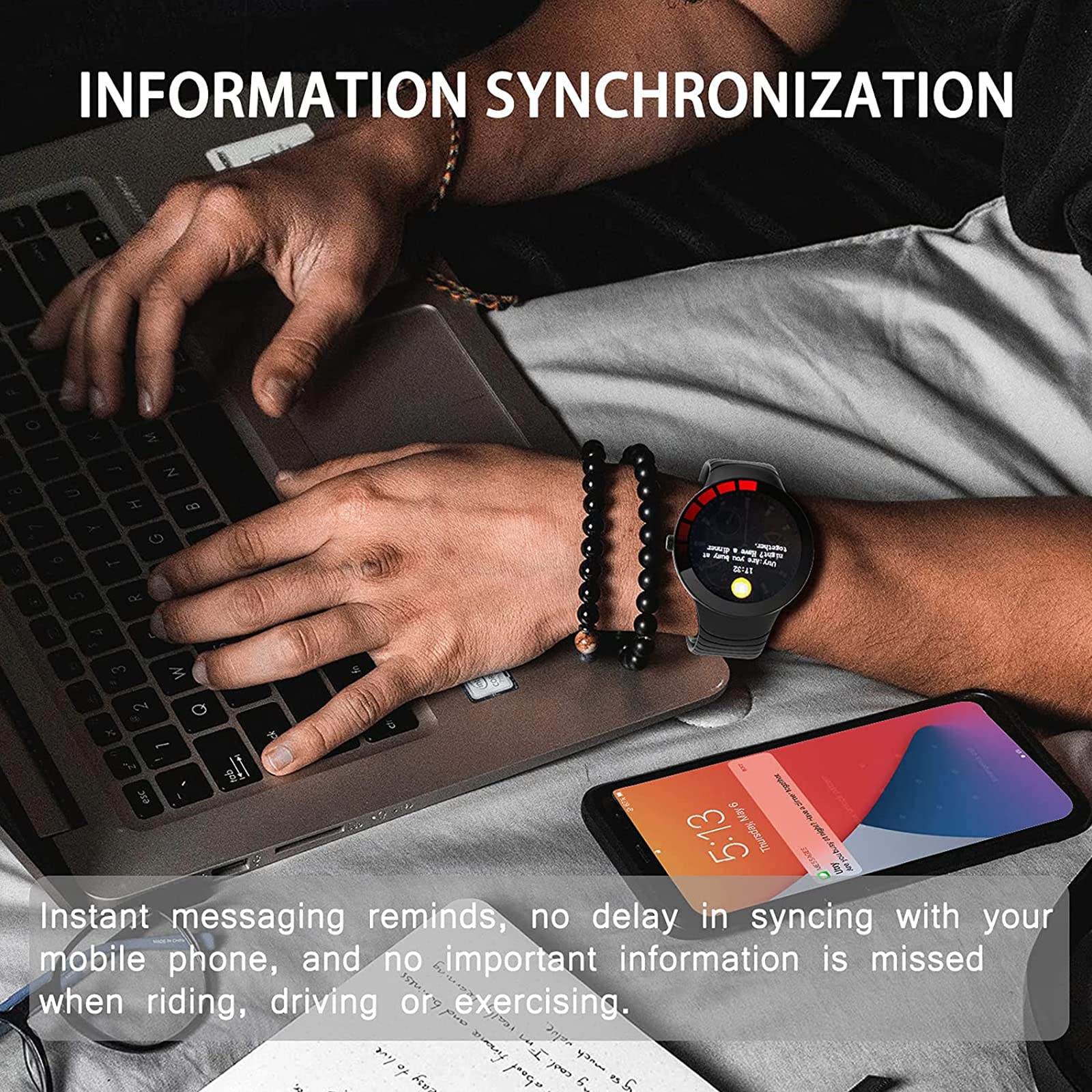 Inteligentny zegarek, smartwatch z ekranem dotykowym 3.3 cm, monitor aktywności z pulsometrem, wodoodporny IP68, monitor fitness, zegarek, krokomierz, stoper, smartwatch dla mężczyzn i kobiet,