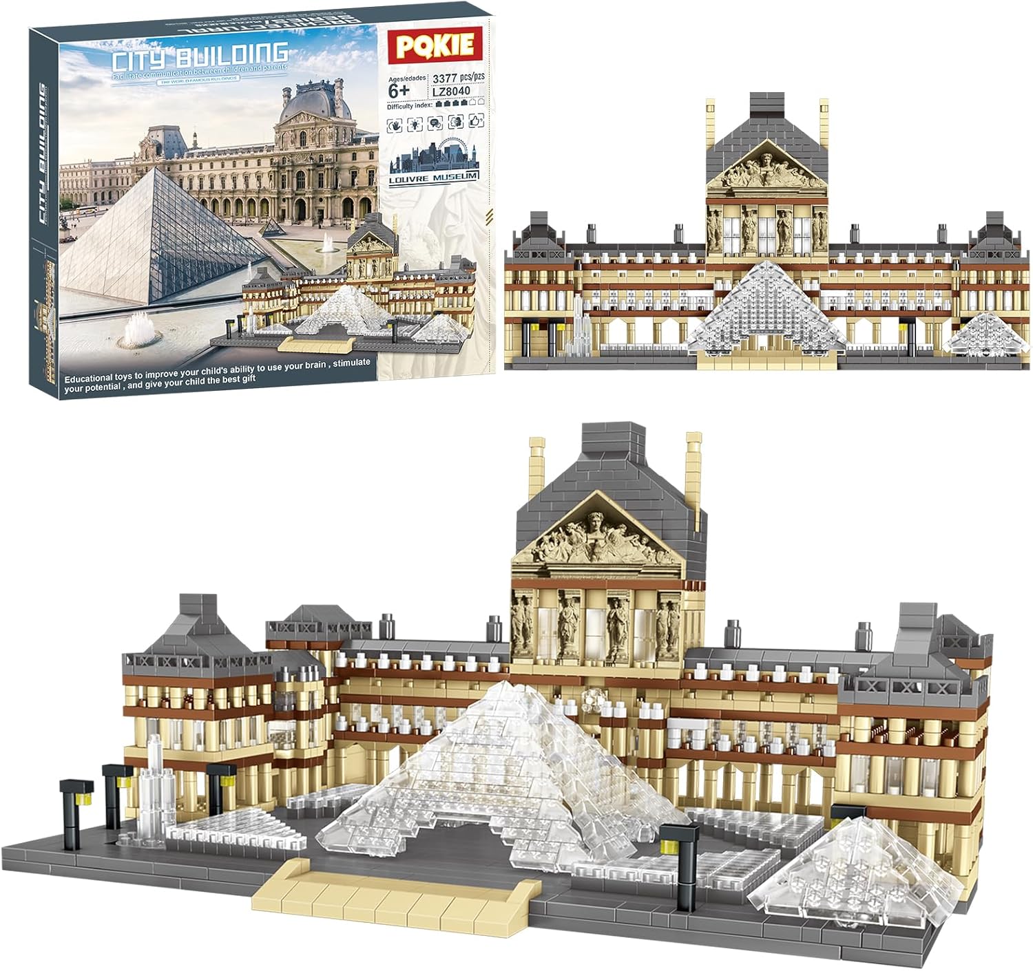 Architecture Louvre Collection Micro Mini Building Set,3377Pcs Famous Landmarks Model Building Toy,STEM Creative Office or Home Decor Bricks Kits,Christmas Birthday Gift for Adults Teens Kids 6+