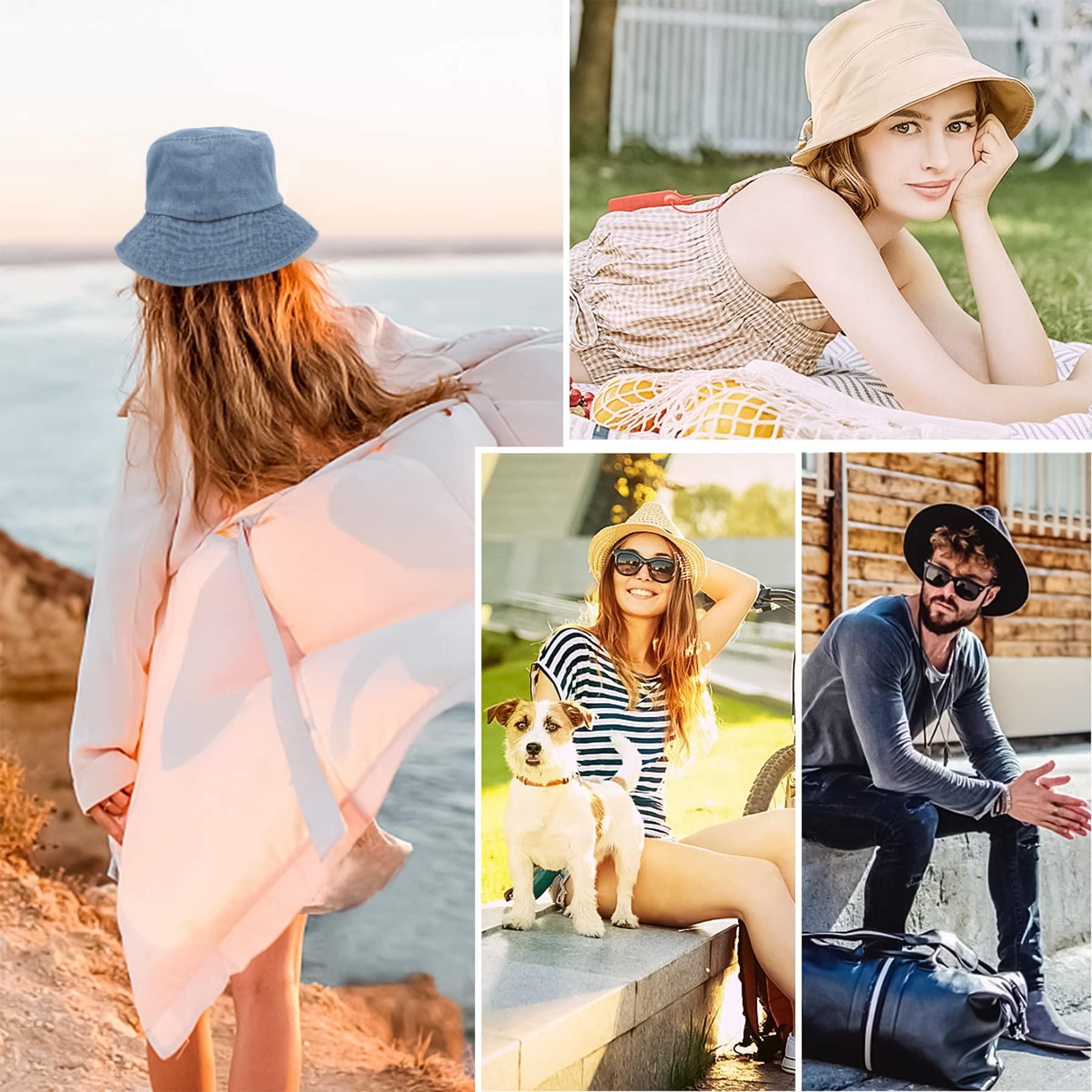 Feng Shui， Sombreros de Pescador para Mujer - Sombreros de Sol de Playa de Verano de algodón Reversible Sombrero de Pescador Plegable para Viajes Playa Senderismo Reino Unido