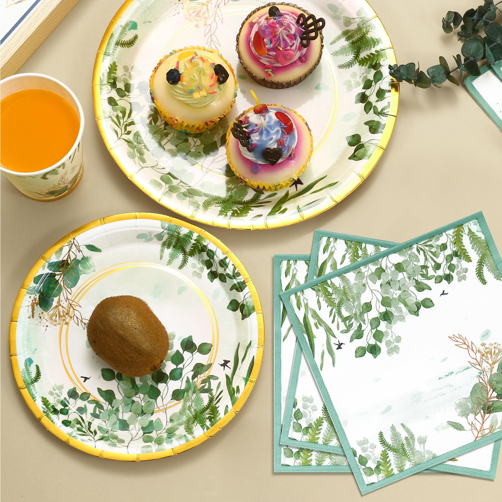 Servilletas De Papel Verde Salvia | 60 Unidades, 33x33 Cm | Triple Tono Verde Claro/medio/oscuro | Para Bodas, Cenas, Cumpleaños