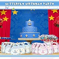 Vista 5 de Nezyo Cajas de regalo de princesa y príncipe, cajas de cartón rosa y azul para cumpleaños de niños y niñas (12 unidades, príncipe y princesa)