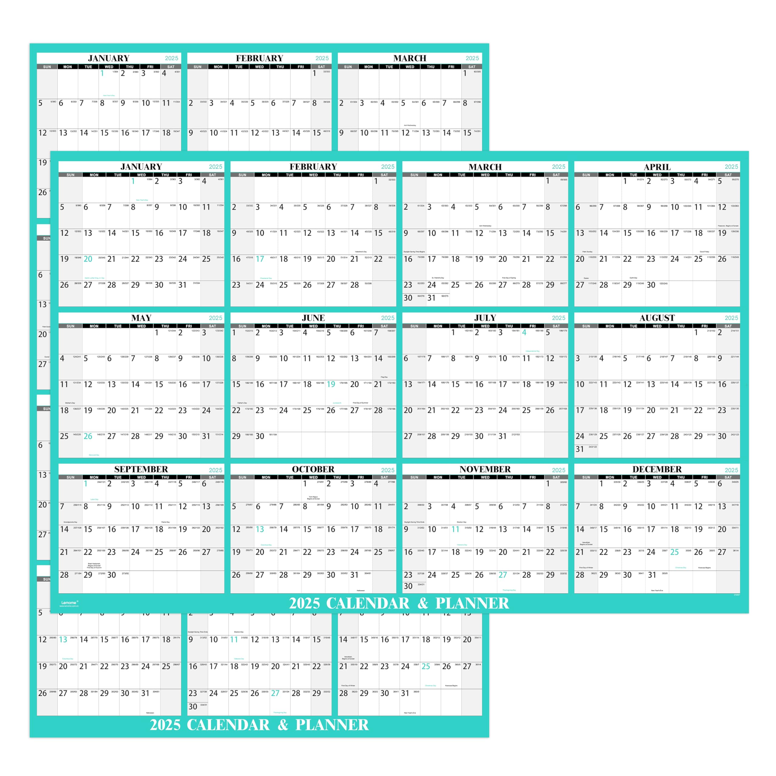 Erasable Calendar 2025-12 Monthly Wall Calendar 2025 from JAN. 2025 to DEC. 2025, Dry Erase Calendar with Julian Date