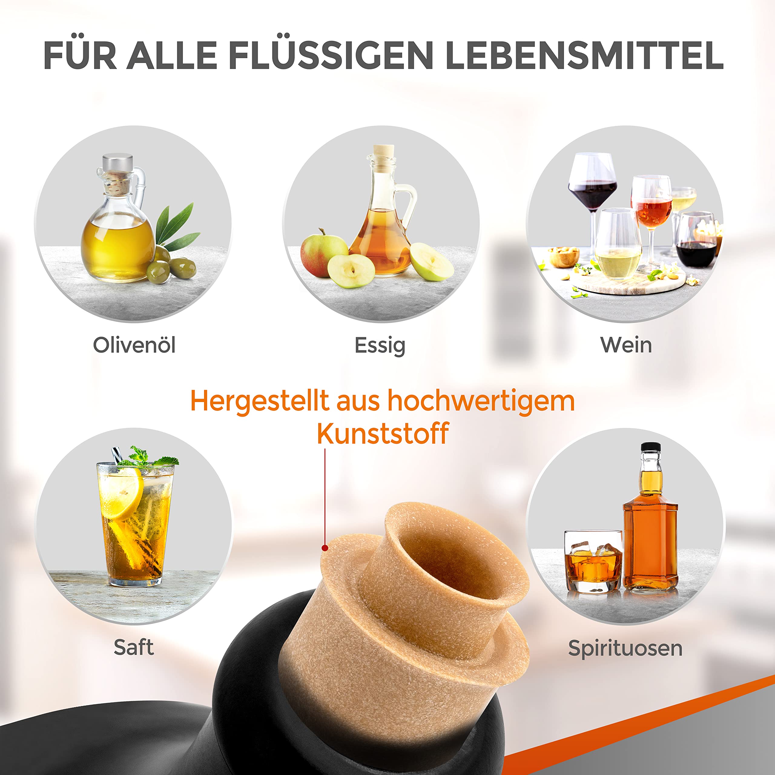 Gourmet Essig & Öl Flaschen mit Ausgießer, Made in Germany, Steinzeug, 2x 750ml, schwarz/weiß