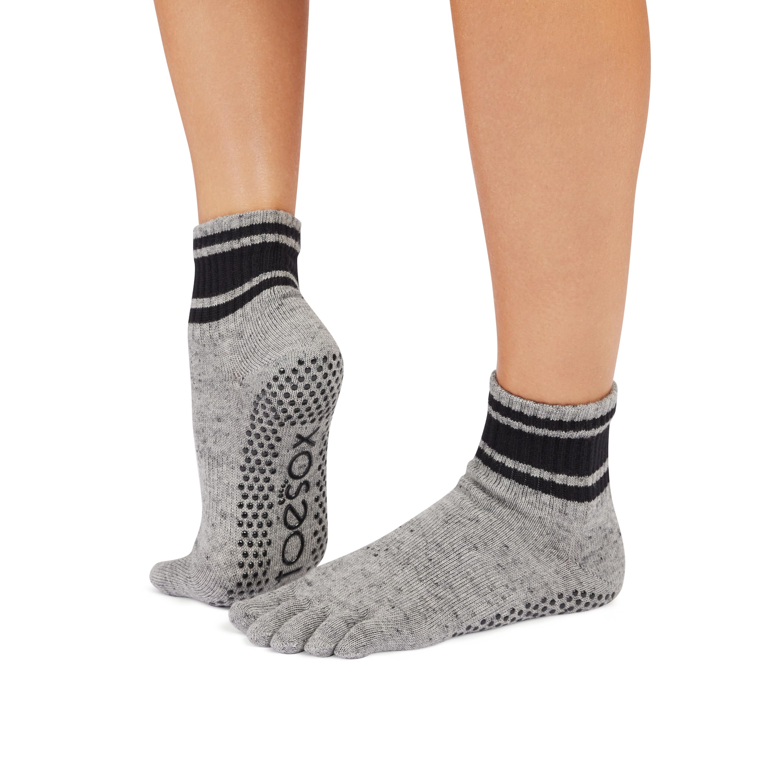 Toesox Grey Speckle Full Toe Melody Short Socks Eu 39-42 1/2