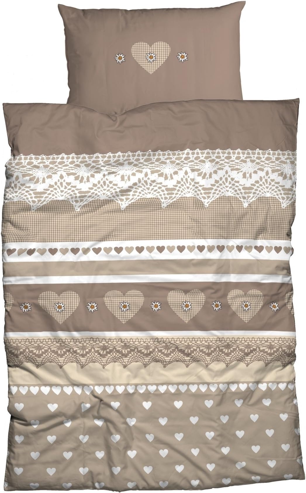 Casatex duvet cover set cotton flannelette brown size 80x80 cm / 135x200 cm