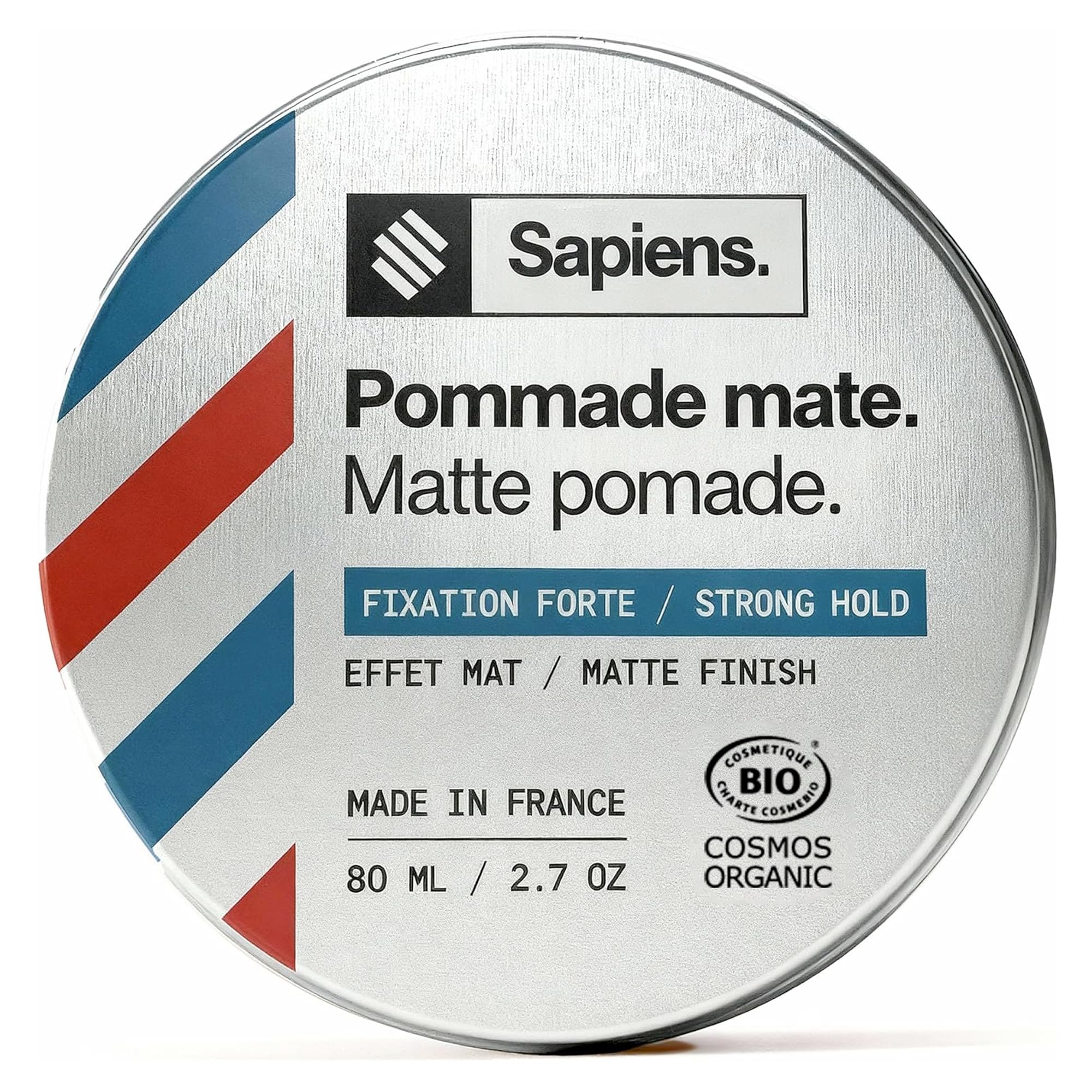 Sapiens Cera Pelo Hombre 80 ml - Cera Mate Orgánica Fabricada en Francia - Perfume fresco y mentolado - Fórmula de Calidad Profesional