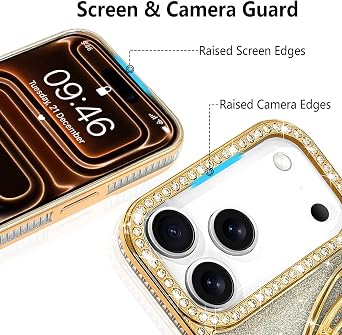 LSL for iPhone 17 Pro Case Cute 3D Butterfly Pattern Design - Gold