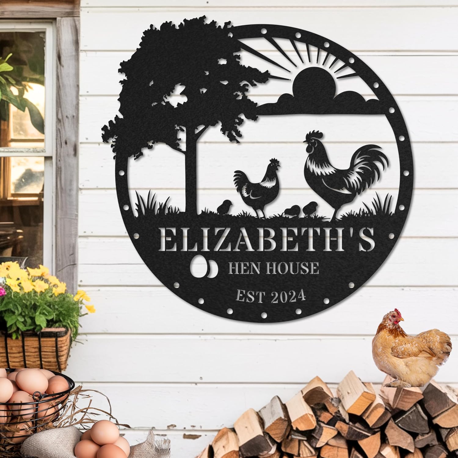 Amazon.com: Personalized Chicken Coop Metal Sign, Rustic Farmhouse Wall ...