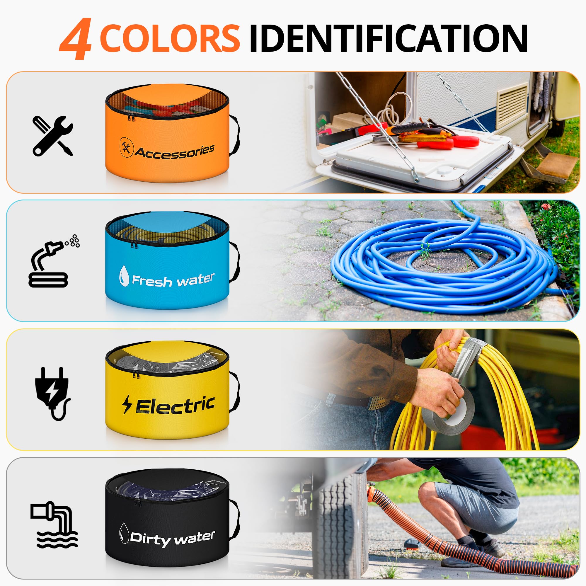 MSA Sac De Rangement Pour Tuyau D'Arrosage En Nylon Durable Pour Camping-Car