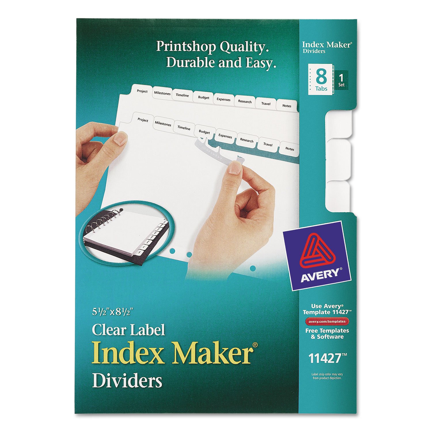 Avery 11427 Index Maker Dividers, 8 Tabs, 8-1/2-Inch x5-1/2-Inch, White