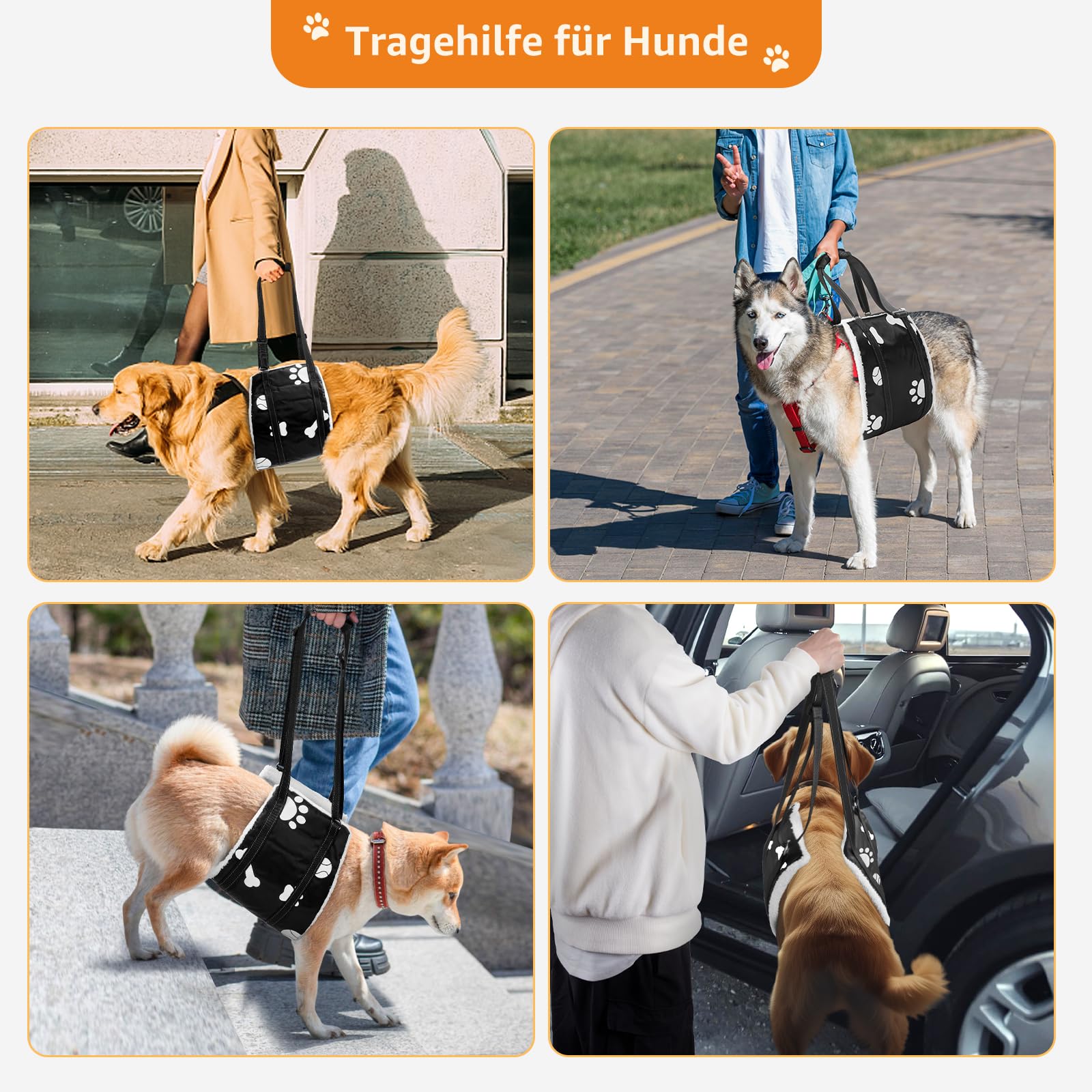 Weiche Hunde Tragehilfe - Verstellbare Gehhilfe für Hunde in verschiedenen Größen, Sicherheitsunterstützung für behinderte, verletzte oder ältere Hunde
