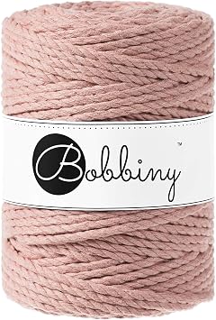 Bobbiny XXL 5mm 3 Ply Macrame Cord Blush 108yds/330ft 100% Recycled Cotton