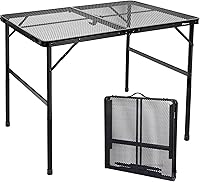 Vista 10 de Mesa plegable de picnic para parrilla, mesa de camping al aire libre con bolsa de malla portátil, compacta y plegable para fácil almacenamiento
