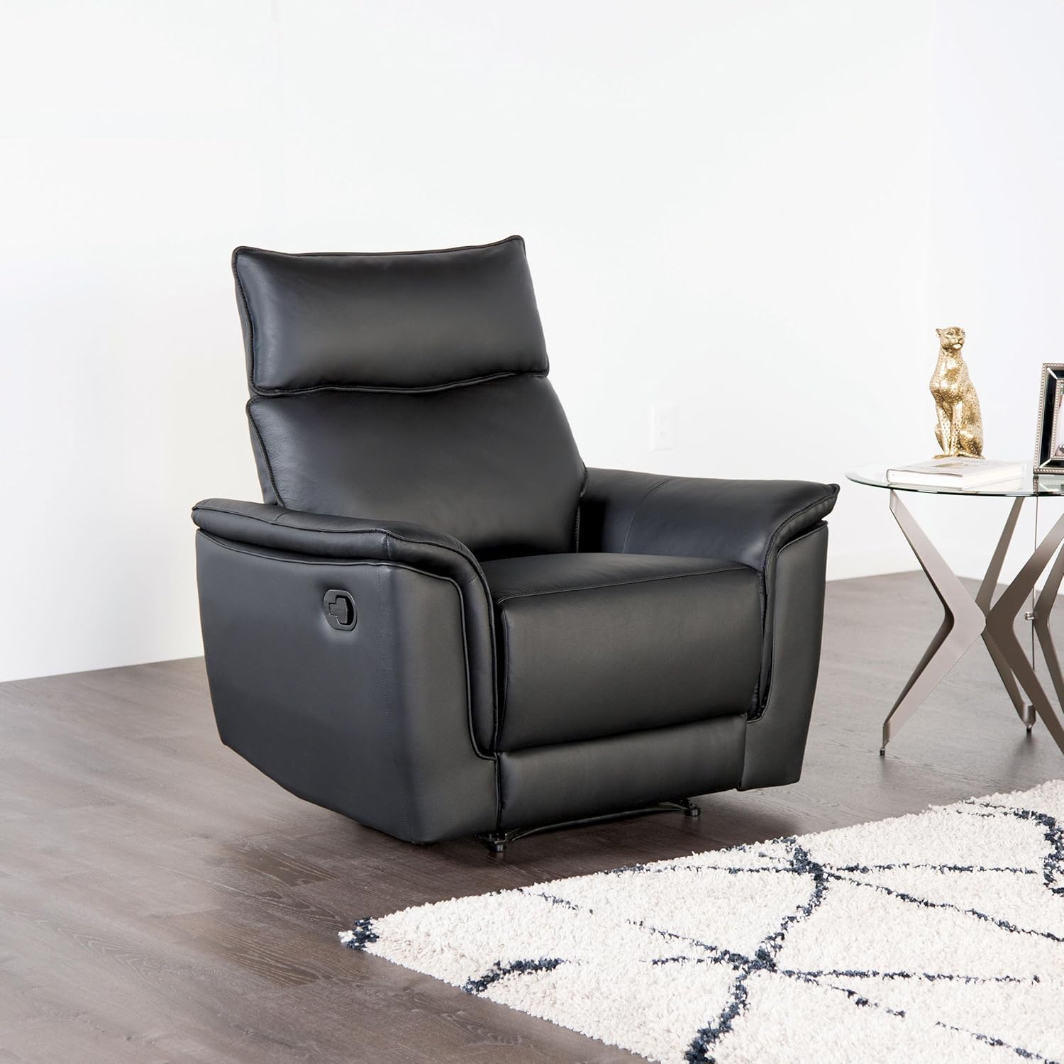 Black leather recliner chair