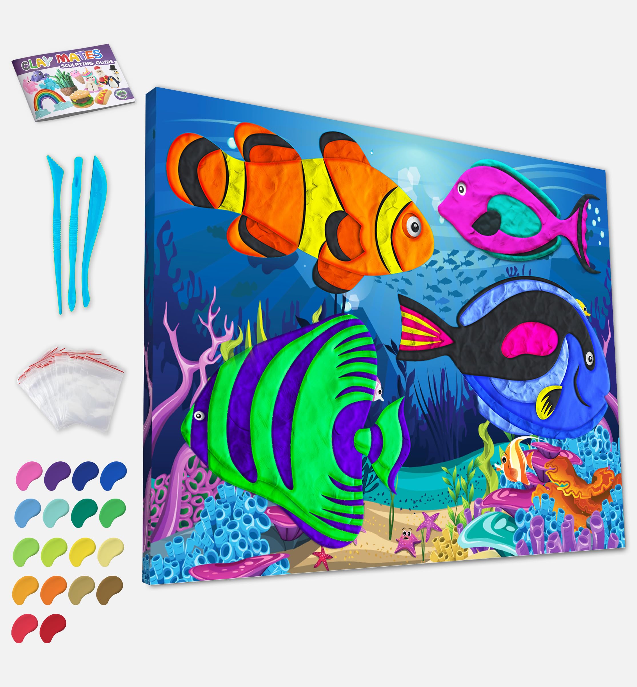Mess-Free Sea-Life Clay Painting Kit, Air Dry Clay Modelling Kit - Image 3