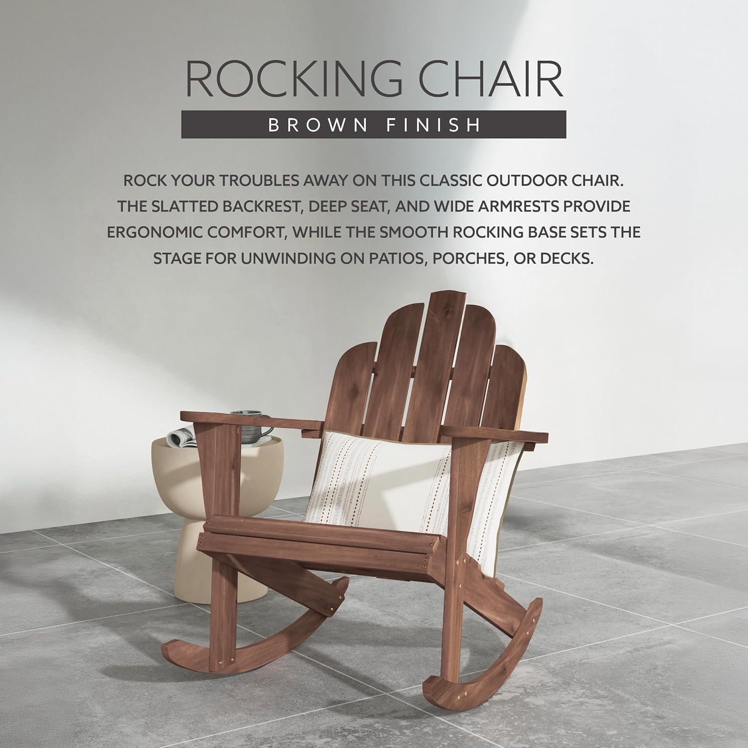 Linon Woodstock Rocking Chair, Teak