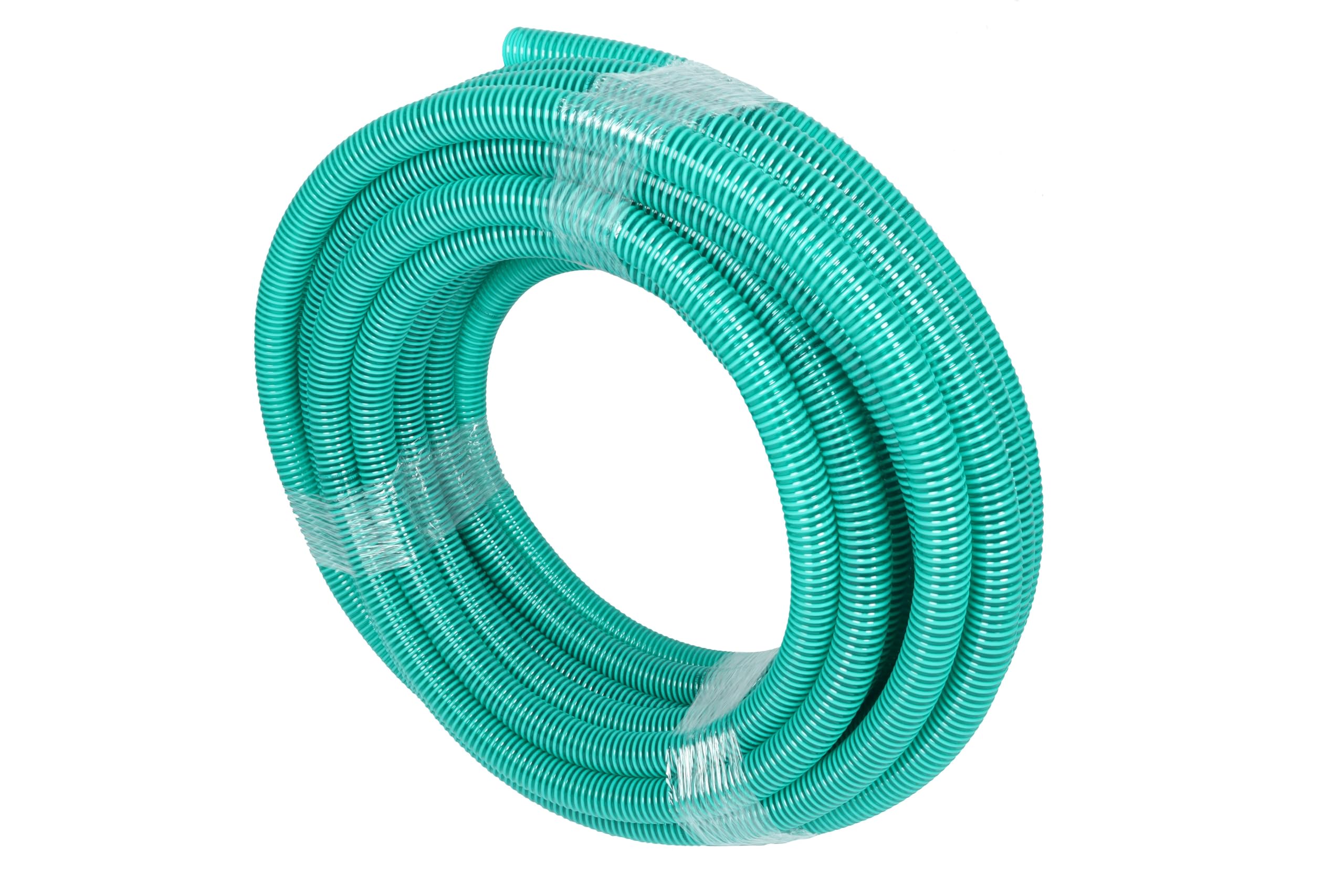 Wacredo Rouleau de Tuyau PVC d'Aspiration, de Qualité Supérieure, en Différentes Tailles, Vert, de 25 m, en Spirale, pour Pompe, Bassin (38 mm)