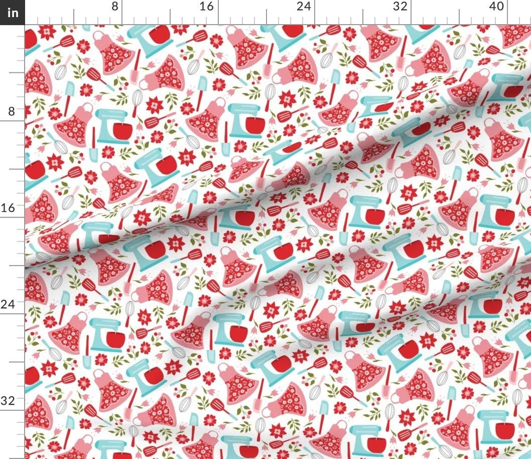 Spoonflower Fabric - Retro Cottage Kitchen Vintage Baking Printed on Petal Signature Cotton Fabric by The Yard - Sewing Quilting Apparel Crafts Decor
