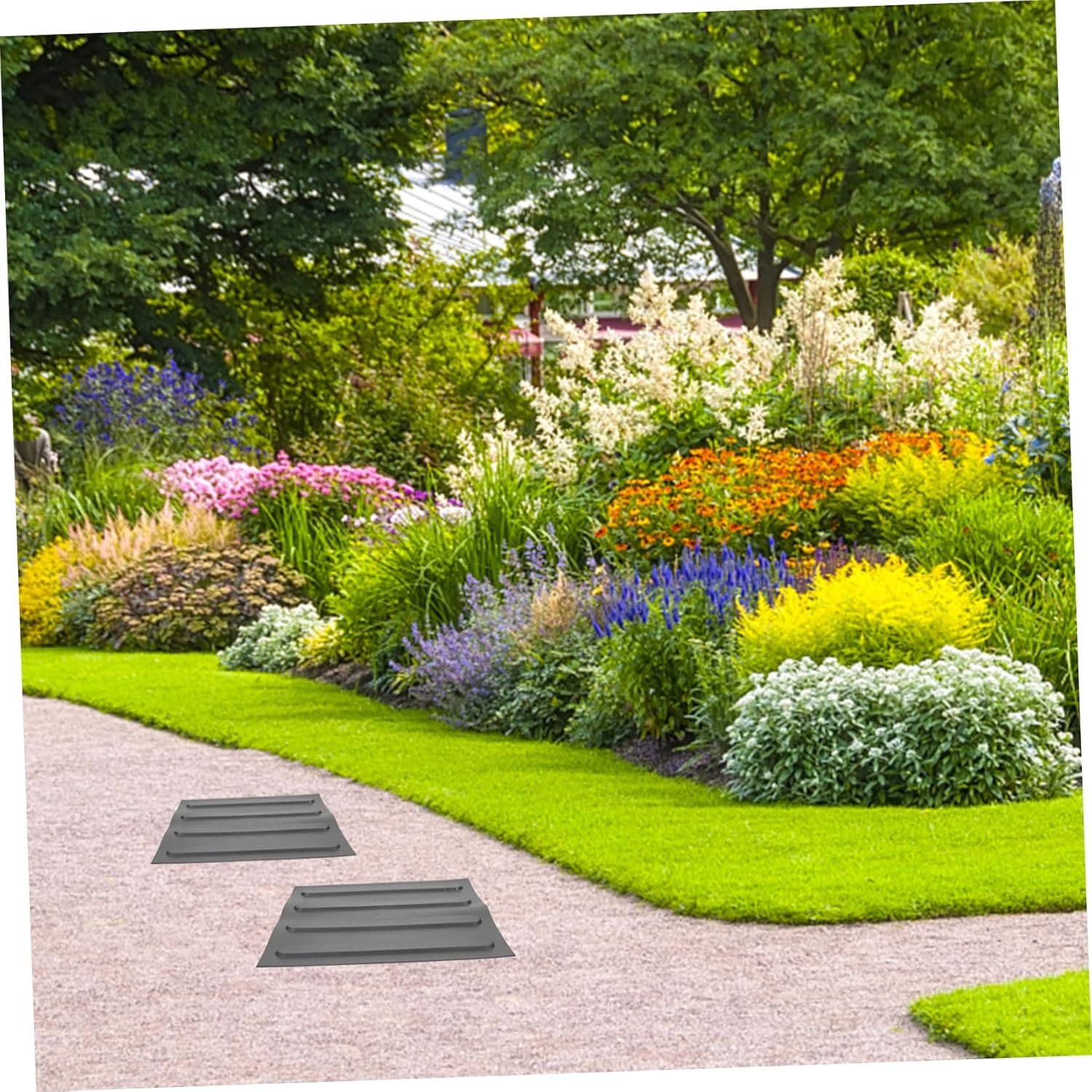 Cabilock 4sheets Paving Blind Bricks Walkway Pad Interlocking Patio Tile Stickers Grey