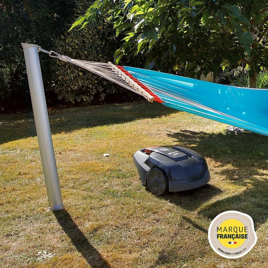 Poteau pour Hamac Gard&Rock en Aluminium – avec ou sans Arbre | Fixation Amovible et Multi-Terrains à insérer dans Base d’Ancrage (non incluse) – Terrasse, Jardin et Bord de Piscine