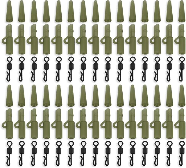 Bank Tackle Lead Clip System x 30 Sets Size 8 Quick Change Swivels Carp Fishing Tackle (Trans Green)