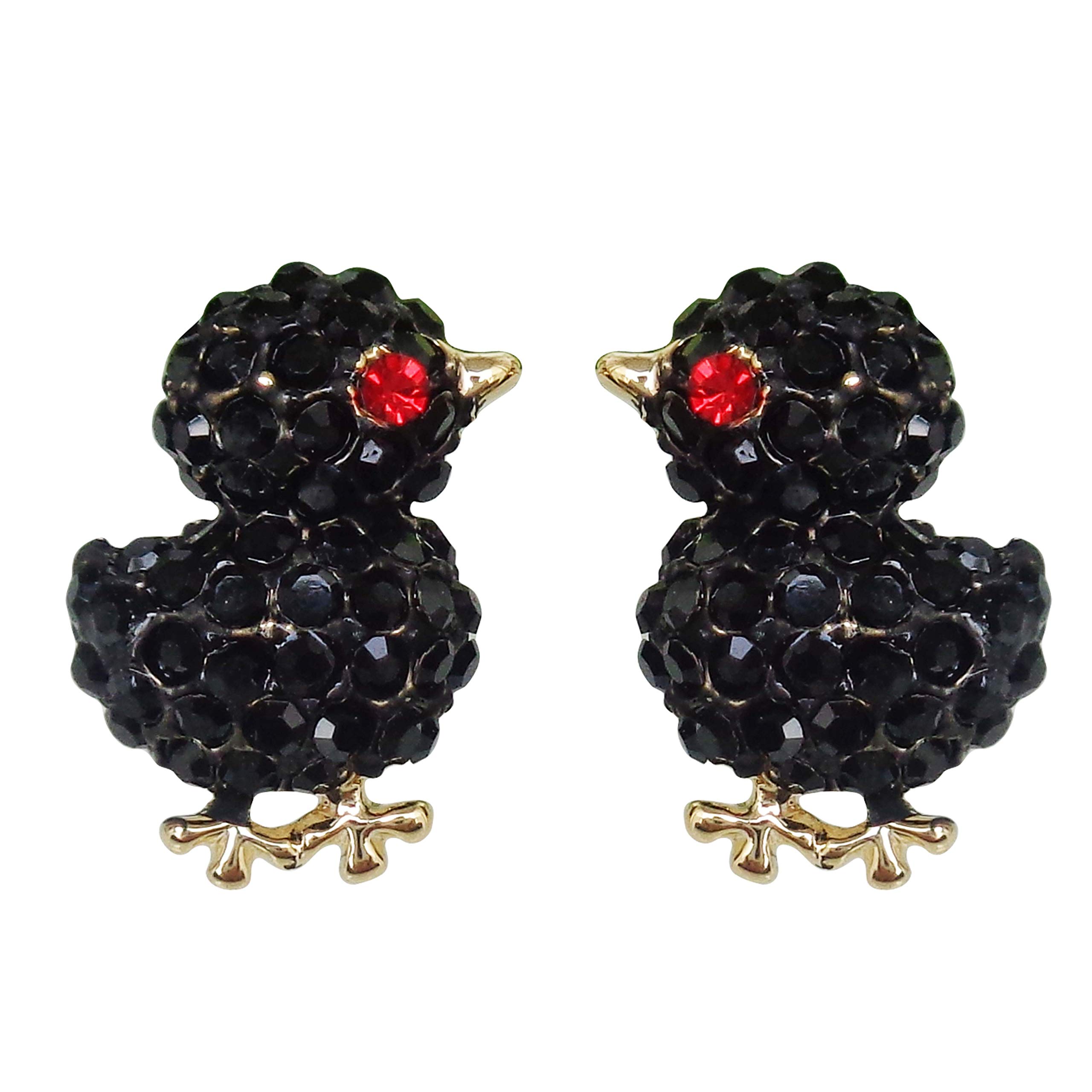 Navachi 18k Gold Plated Chicken Crystal Enamel Stud Earrings