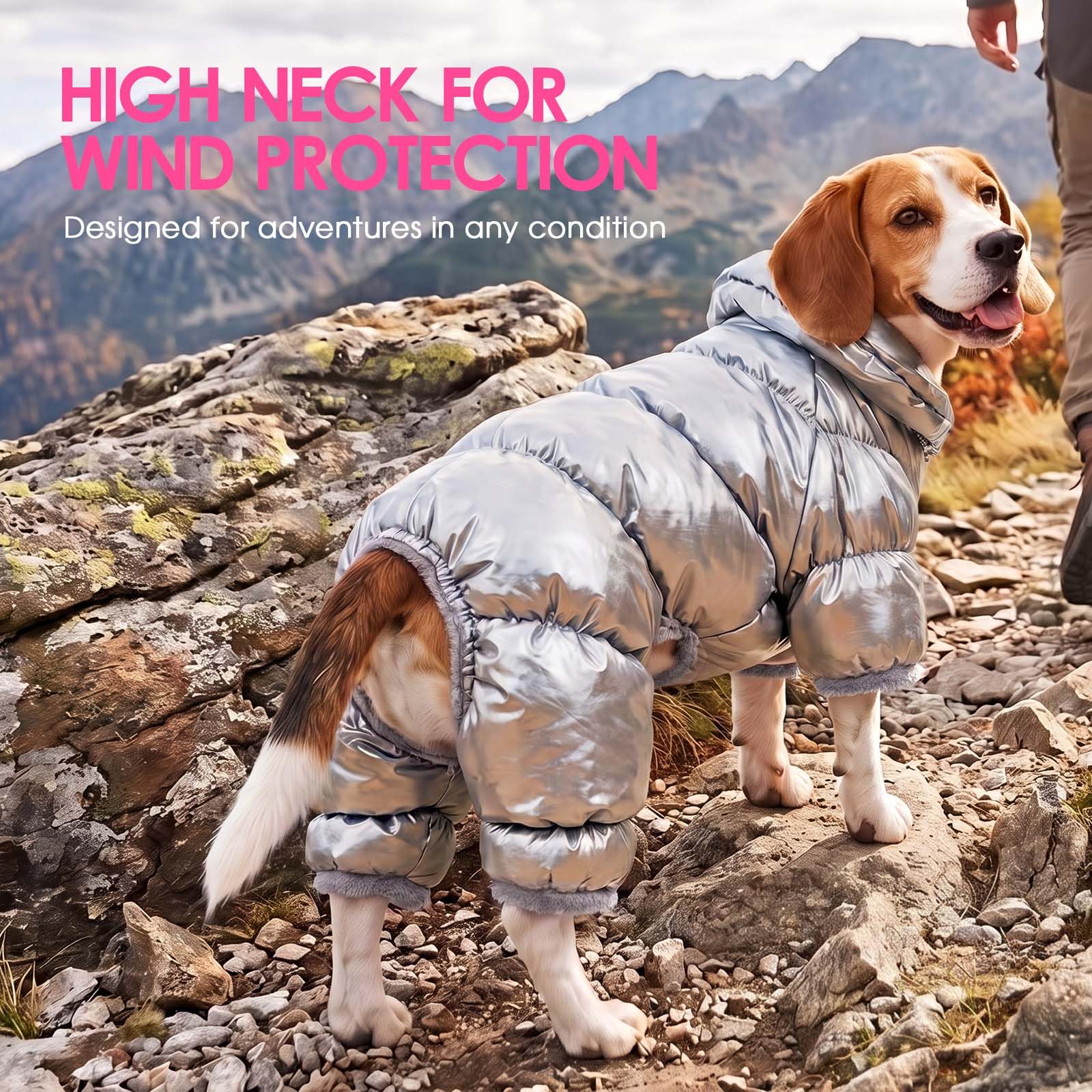 AOFITEE Abrigo de invierno para perro, cálido, impermeable, para cachorro, ligero, acolchado al aire libre, traje de nieve resistente al viento, ropa para perros pequeños, color plateado, XL