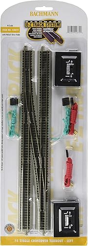 Miniatura 1 de Bachmann Industries E-Z Track 6 Single Crossover Turnout - Izquierda (1tarjeta) Escala N, Gris
