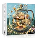 Teapot House Puzzle 1000 Pieces for Adults, Colorful Butterfly Garden Jigsaw Puzzles, Challenging Room Art Puzzles as Wall Decor