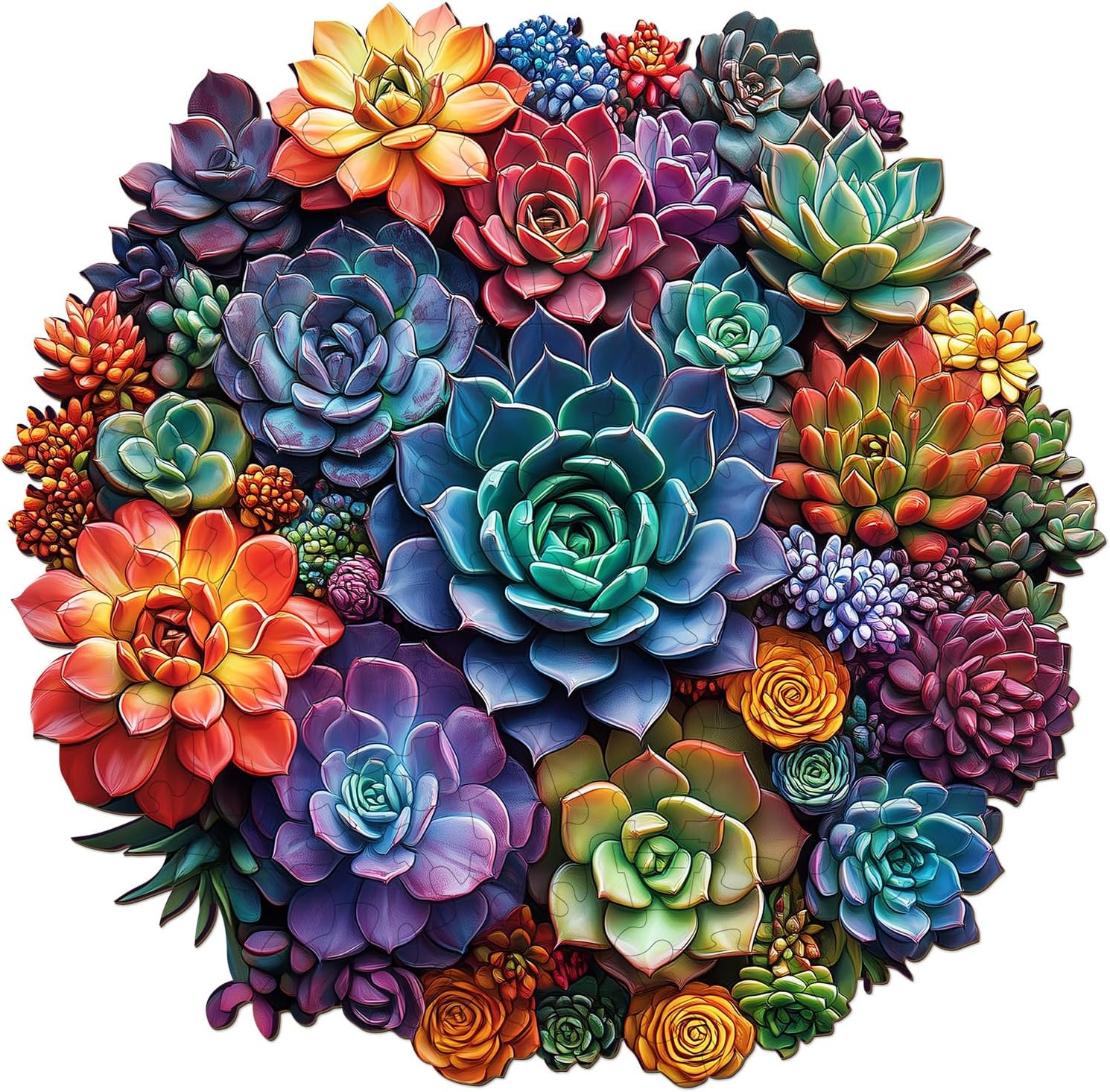 Wooden Puzzles for Adults - Mandala Succulent Wood Puzzles Adult - Unique Animal Shape Wooden Jigsaw Puzzles for Adults - Birthday Gifts for Puzzle Lovers, Family (13.3 * 13.3in - 300 Pieces)