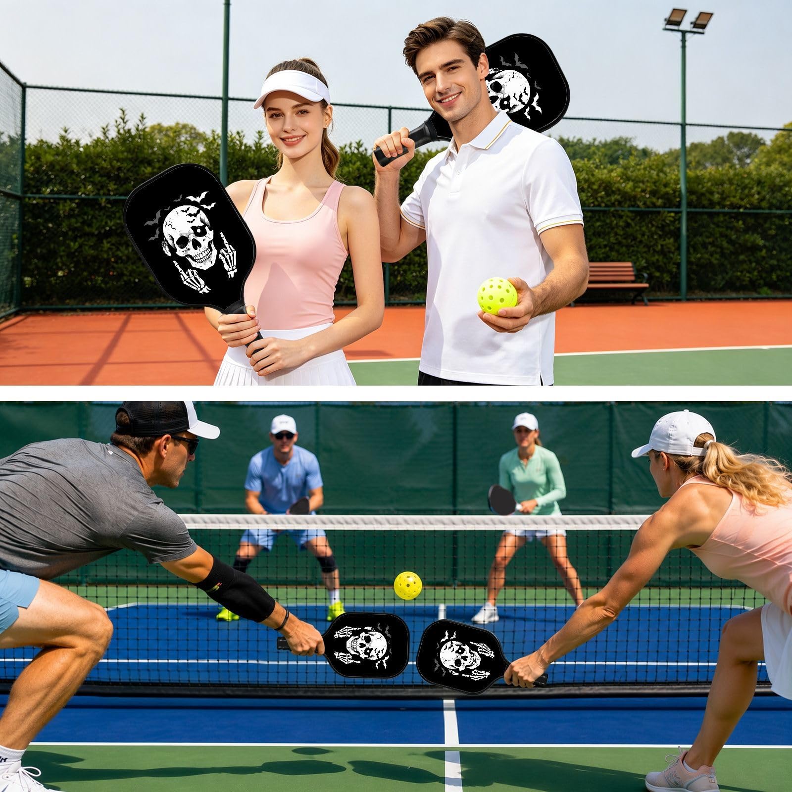 Racchetta da pickleball a forma di teschio pirata in grafite e carbonio