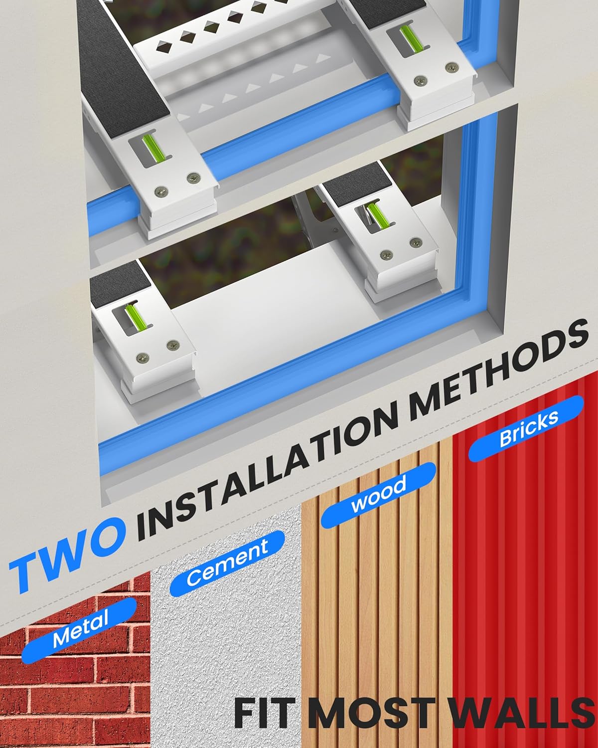 Window AC Bracket, Heavy Duty Window Air Conditioner Support Brackets with 2 Arms, A/C Holder for 5000 Btu to 24000 Btu Outdoor AC Window Units, Max 220 Lb Capacity image 5 of 6 B0GCK16CWF