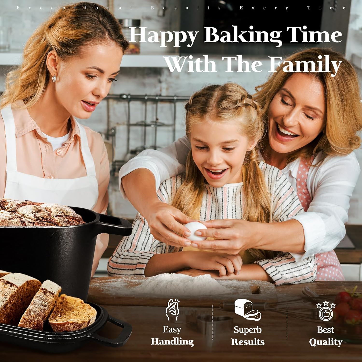 Cast Iron Loap Pan, 3.6QT Oval Dutch Oven for Bread Baking, Pre-Seasoned Sourdough Baking Supplies Kit, Cast Iron Dutch Oven with Lid for Homemade Bread, Sourdough Bread Pan - Image 6