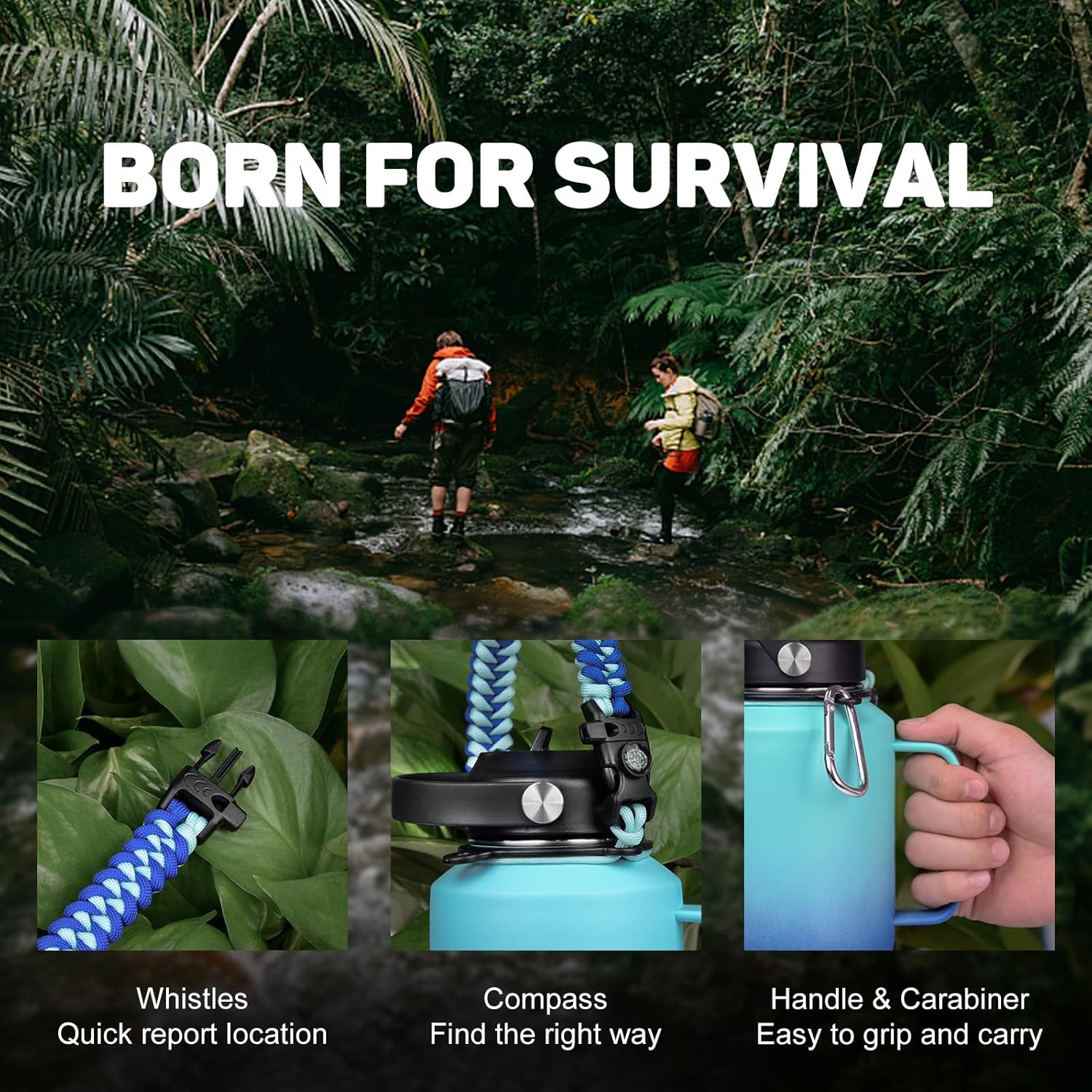 Water Bottle 40oz, Insulated Water Bottle with Handle & Straw Lids, Stainless Steel Water Bottle Fits in Any Car Cup Holder, Travel Cup Double Wall BPA-Free Leak-proof to Keep Cold &Hot - Image 7