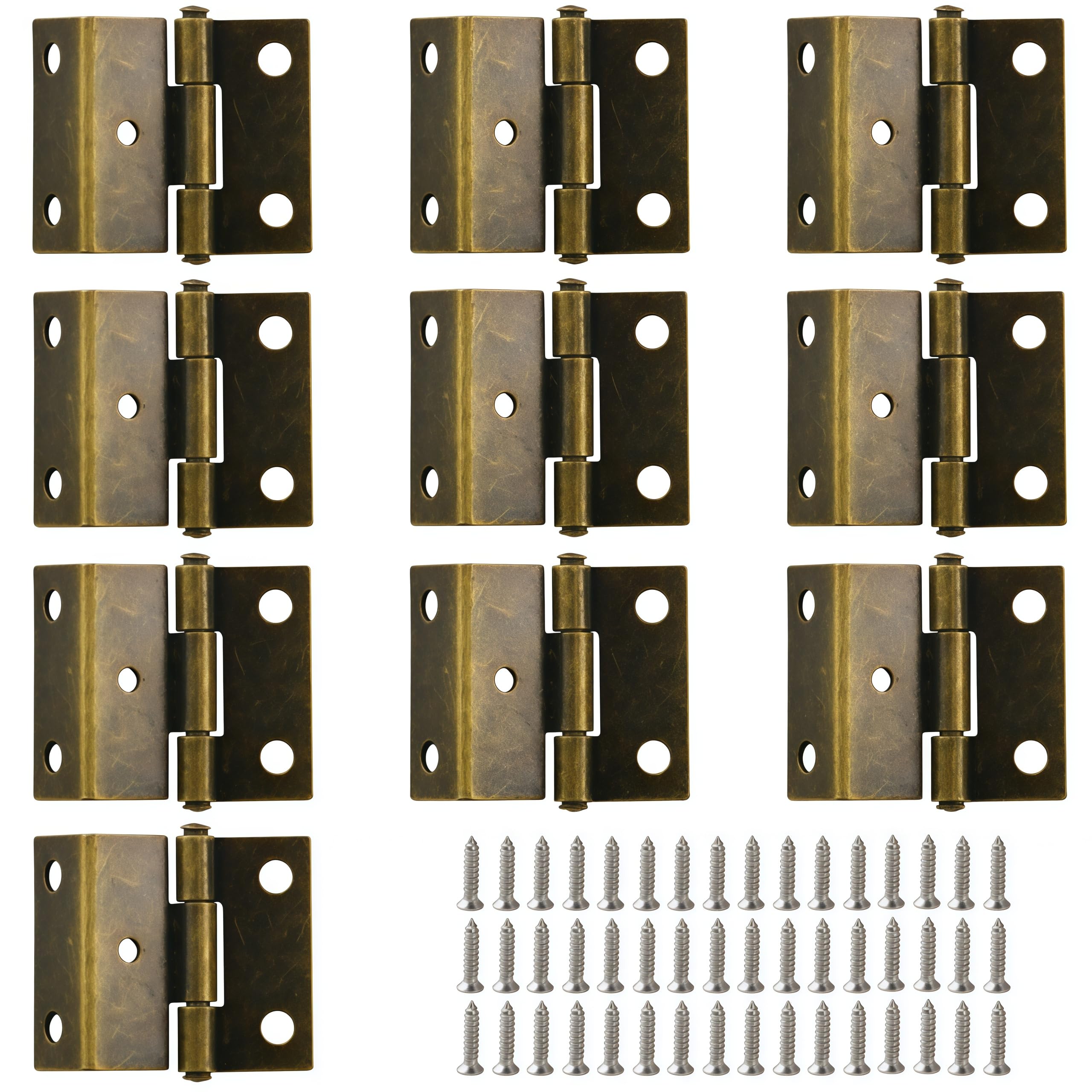 Vbnexyr Bronze Door Hinges 10 Pack Of 1 Inch Iron Tri Fold Hinges 5 Hole Right Angle Suitable For 9Mm Sheet Metal Antique