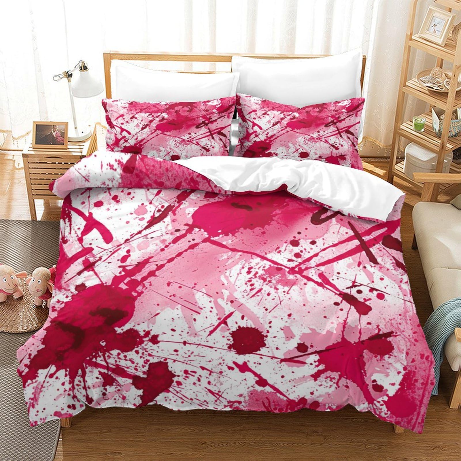 Splash Pattern 3D Printed Microfiber Duvet Cover Set 3pcs Abstract Art 3D Printing Bedding Set King（220x240cm）