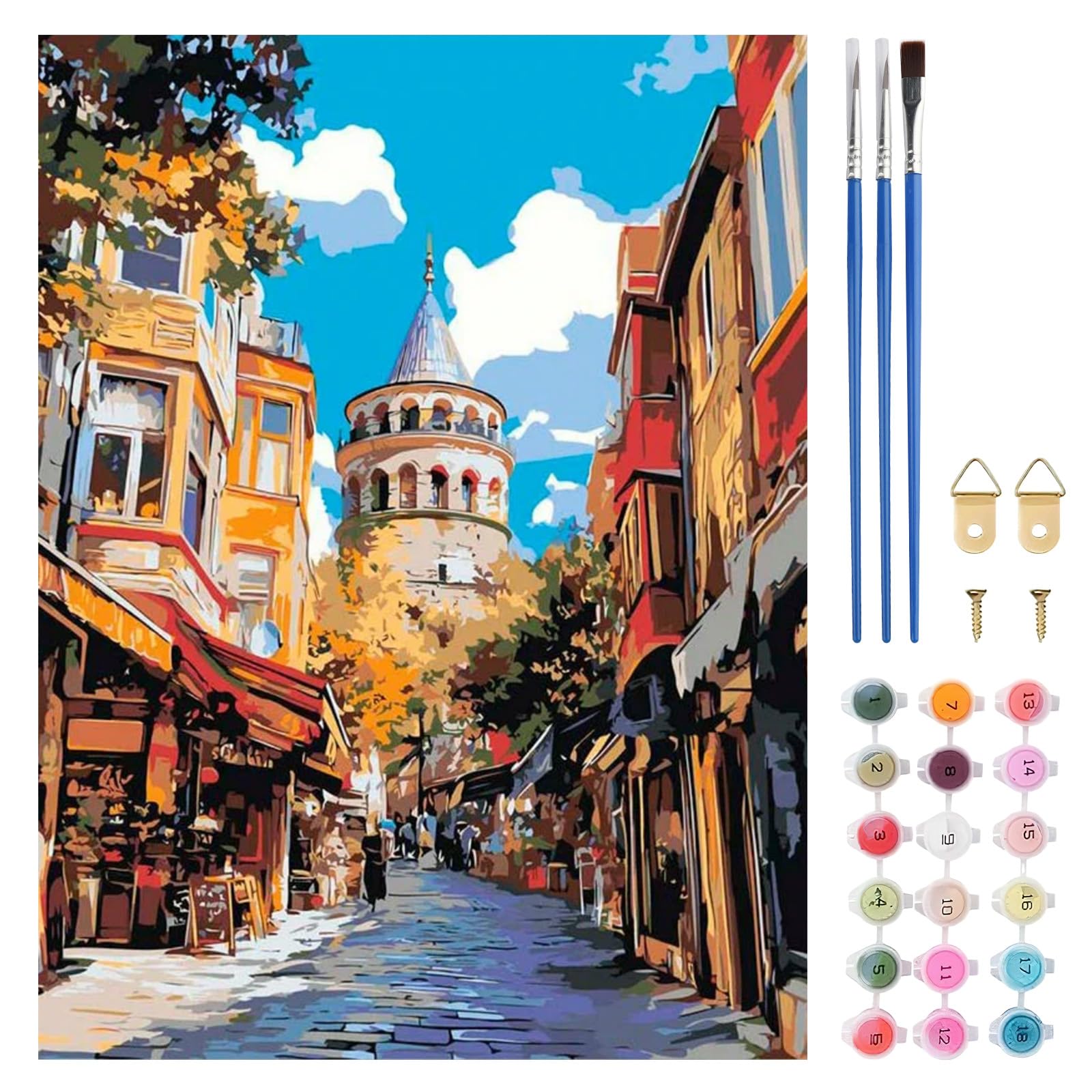TLIOBLO Landscape Paint by Numbers Kit for Adults, DIY City Scenery Adults Painting by Numbers Kits on Canvas for Home Wall Decor Gift 30x40cm (Without Frame) โ image 1