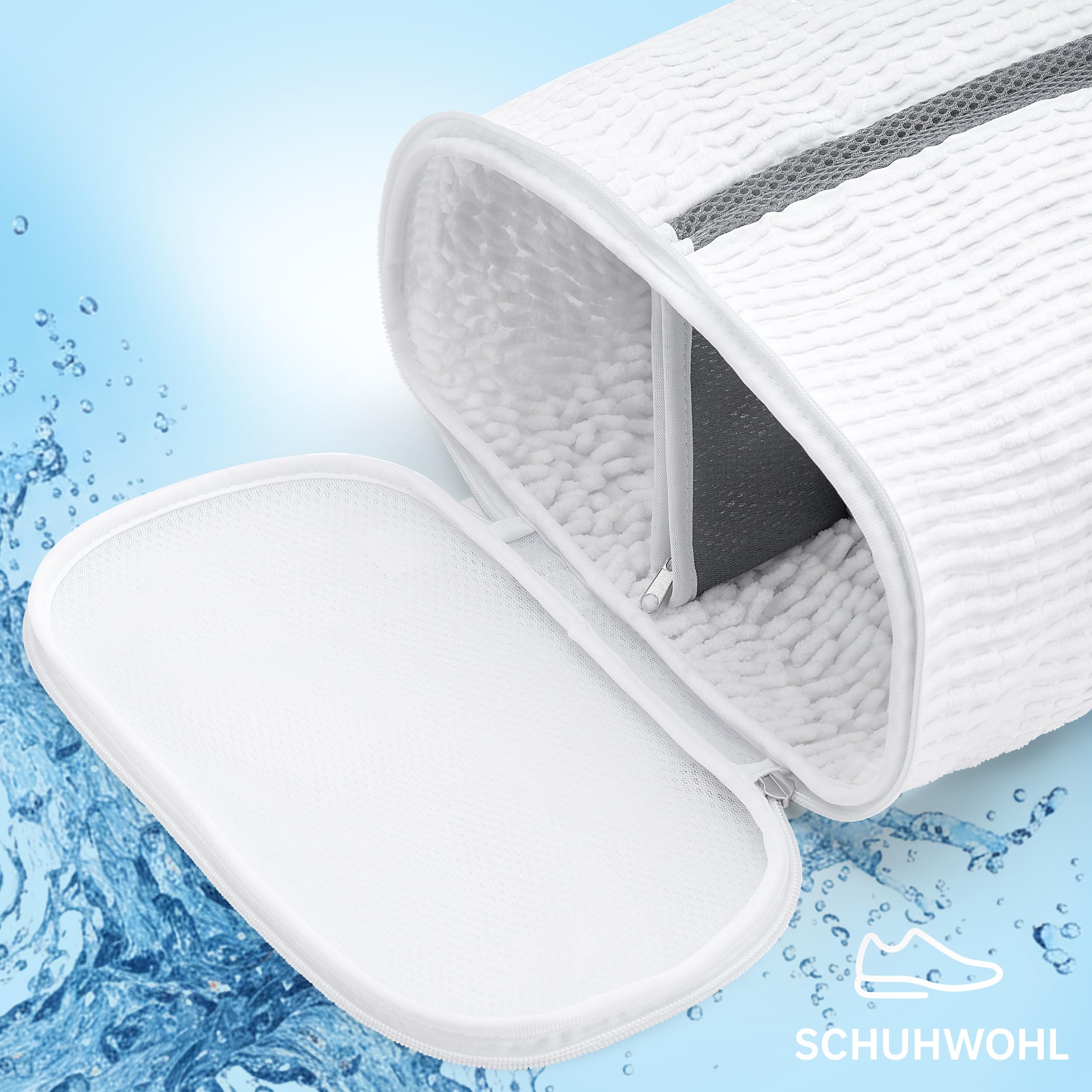 Schuhwaschbeutel XL, inkl. Sohlenreinigungsfunktion, extra leise | Wäschesack für Schuhe & Sneaker, Extra Reinigungsfach für Sohlen, 360 Grad rundum Reinigung, Extra leise
