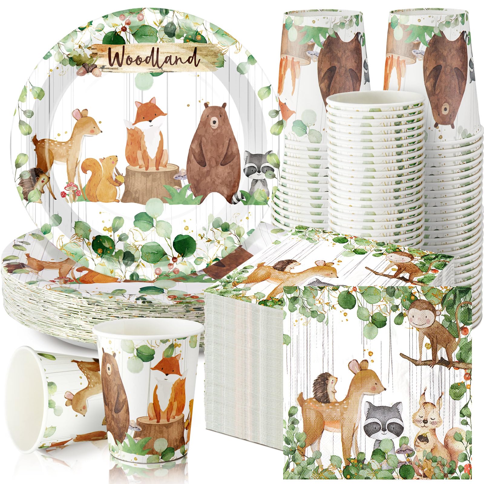 Assiettes en carton et serviettes pour buffet de fête prénatale 50 personnes