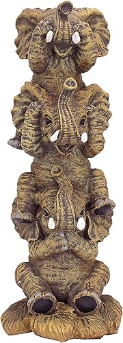 Miniatura 2 de Design Toscano NG33769 - Estatua coleccionable de elefantes apilados para escuchar no se transparenta talla M
